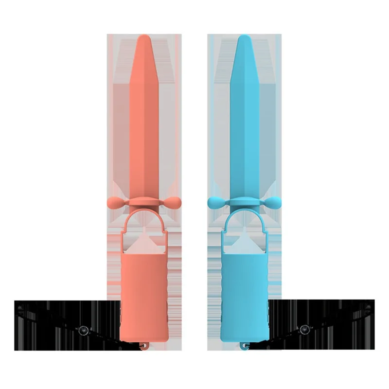 2PCS For Nintendo Switch 2 Game Fencing Grip Handle Left / Right Hand Motion Light Sword Controller - Blue + Orange