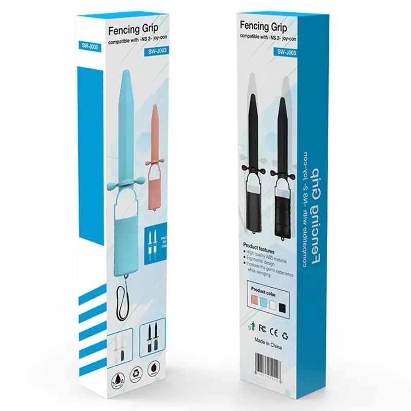 2PCS For Nintendo Switch 2 Game Fencing Grip Handle Left / Right Hand Motion Light Sword Controller - Blue + Orange