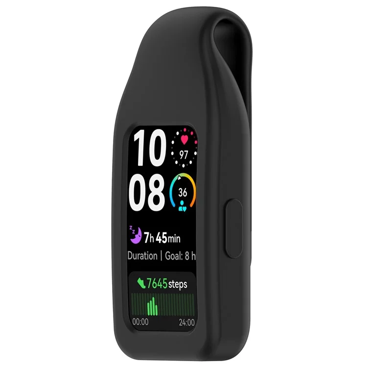 For Huawei Band 10 / 9 / 8 Clip Buckle Replacement Case Smart Watch Silicone Cover - Black
