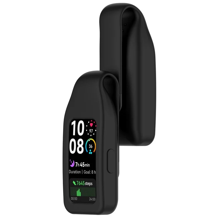 For Huawei Band 10 / 9 / 8 Clip Buckle Replacement Case Smart Watch Silicone Cover - Black