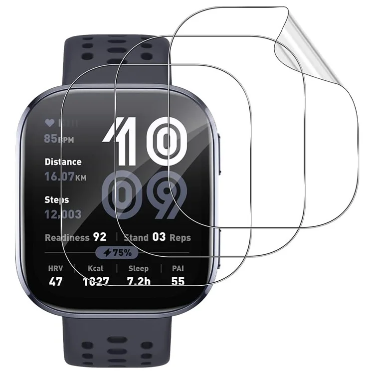 3 Pièces Pour Huami Amazfit Bip 6 Protection d'Écran en TPU Anti-Rayures Transparent Hydrogel Film