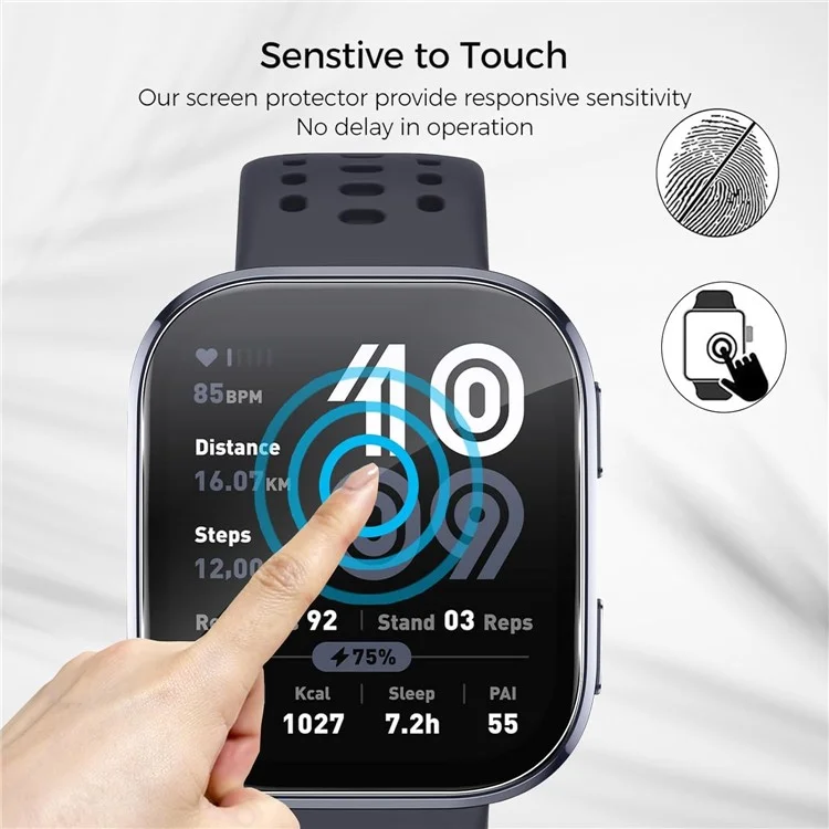 3 Pièces Pour Huami Amazfit Bip 6 Protection d'Écran en TPU Anti-Rayures Transparent Hydrogel Film