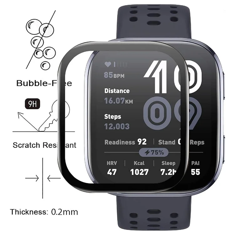 Pour Huami Amazfit Bip 6 Film de Protection Anti-Rayures Film PET 3D Protecteur d'Écran de Smartwatch