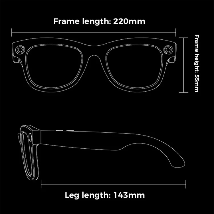 M01 Smart Bluetooth-Compatible Audio Sunglasses Call / Music Voice Assistant Real-Time Translation Glasses - M01-A