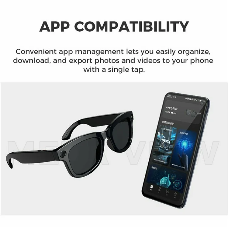 M01 Smart Bluetooth-Compatible Audio Sunglasses Call / Music Voice Assistant Real-Time Translation Glasses - M01-A