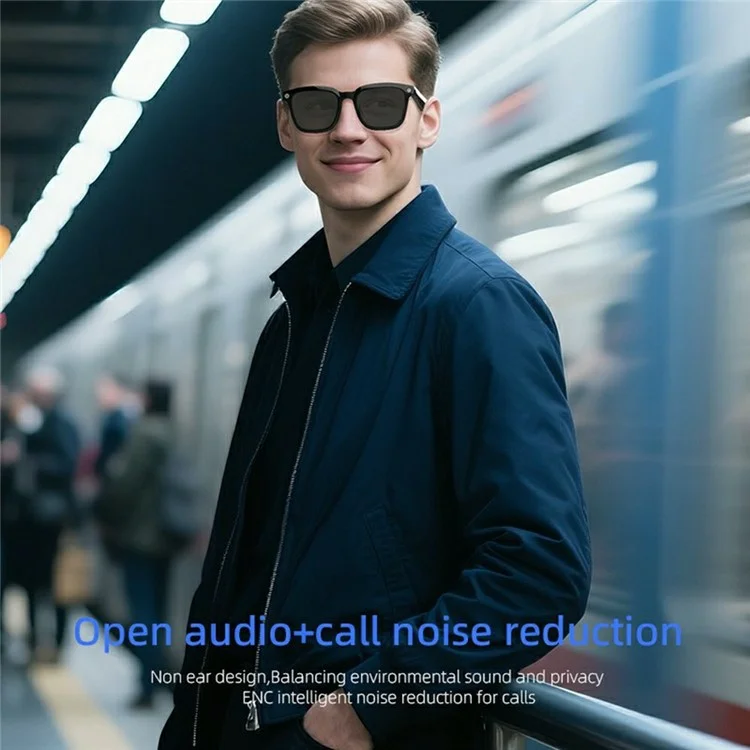 V03 Smart Glasses Wireless Real-Time Translation Glasses with AI Photography  /  Voice Calls  /  Music Playback - Blue Light