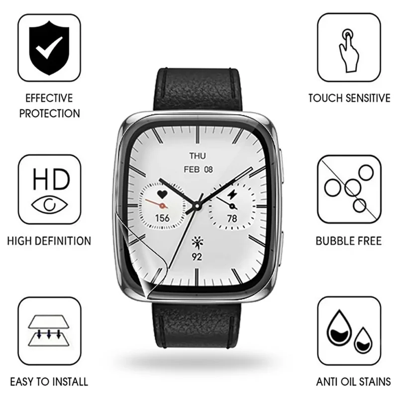 3 pièces pour Huami Amazfit Active 2 Carré Protecteur d'écran TPU Anti-rayures Film hydrogel HD transparent