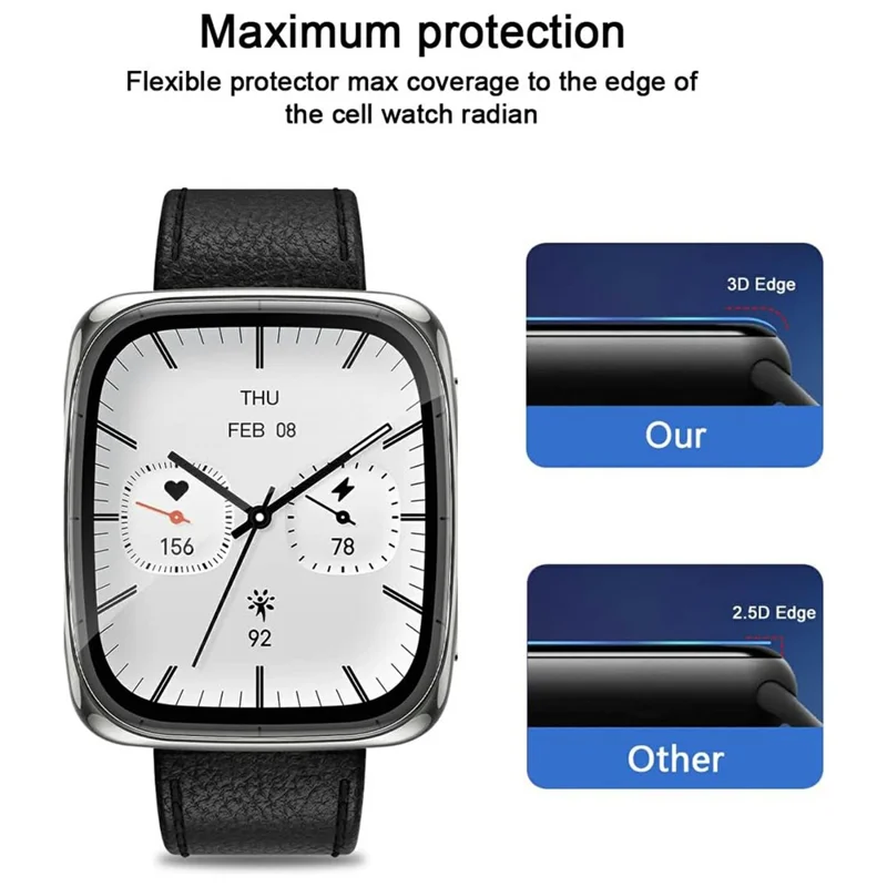 3 pièces pour Huami Amazfit Active 2 Carré Protecteur d'écran TPU Anti-rayures Film hydrogel HD transparent
