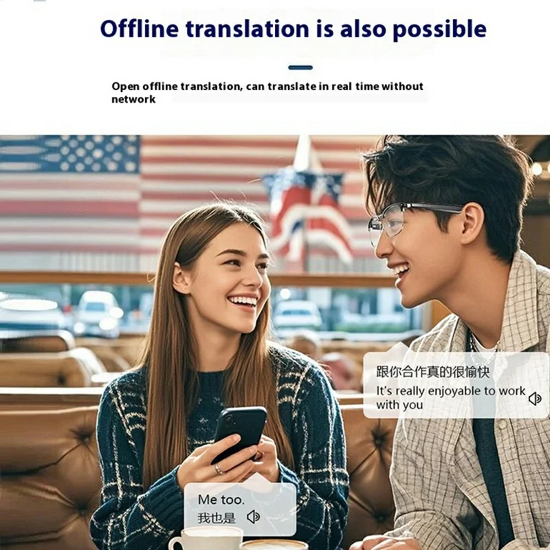 KRETA J21 Plus Smart Glasses Translator for Travel Business Real-Time 144 Languages Bluetooth-Compatible Audio AI Voice Assistant