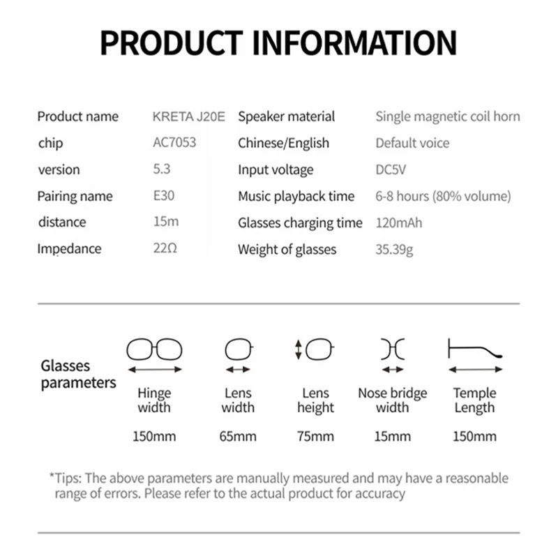 J20E Smart Glasses with Microphone Music Playback Voice Assistant Enabled IPX4 Waterproof - Sunglasses