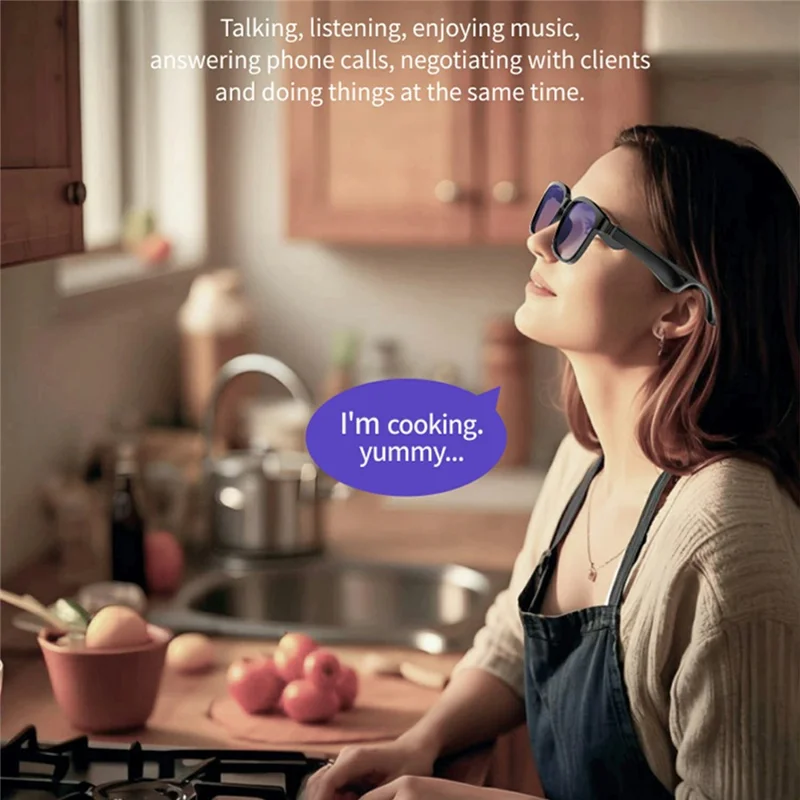 J20E Smart Glasses with Microphone Music Playback Voice Assistant Enabled IPX4 Waterproof - Sunglasses