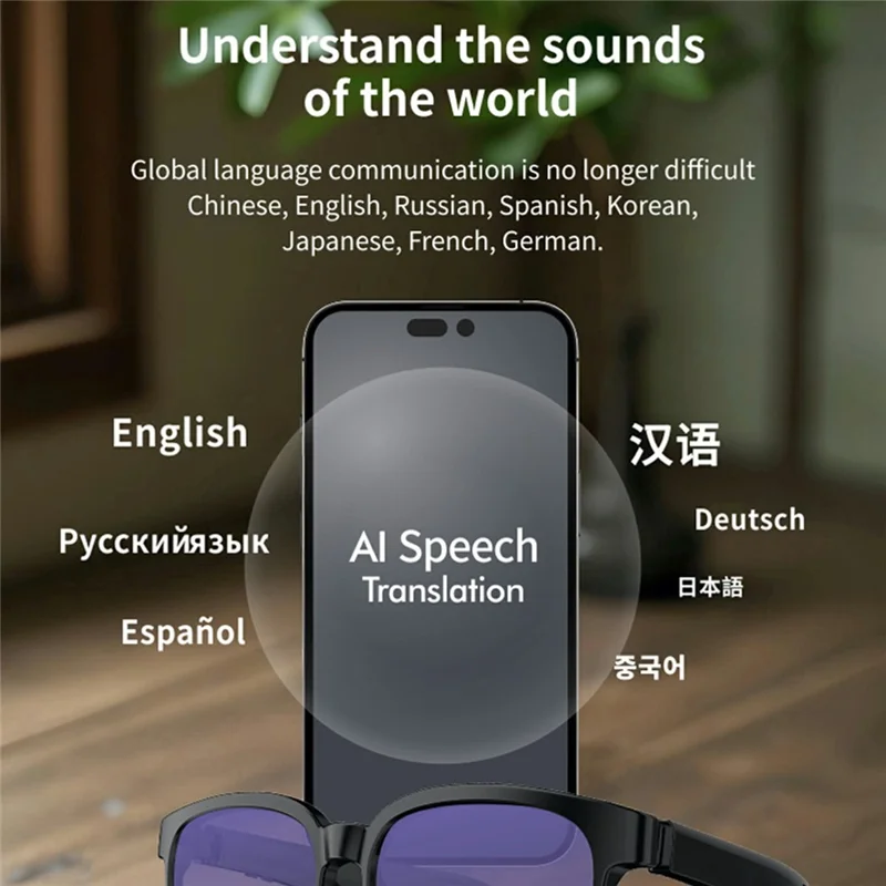 J20E Smart Glasses with Microphone Music Playback Voice Assistant Enabled IPX4 Waterproof - Sunglasses