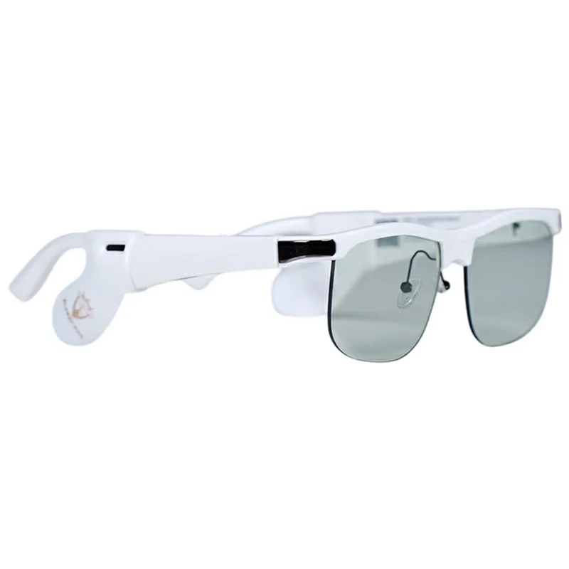 KRETA J21 Pro Smart Glasses Bluetooth-compatible Audio Open Ear Headphones Anti-Blue Light Anti-UV Lens - White