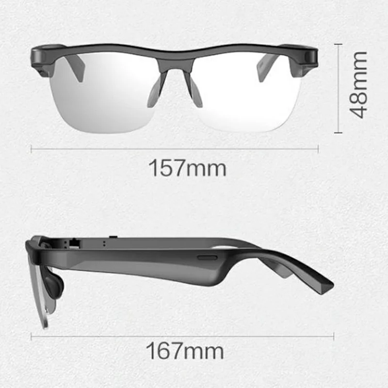 KRETA J21 Pro Smart Glasses Bluetooth-compatible Audio Open Ear Headphones Anti-Blue Light Anti-UV Lens - White