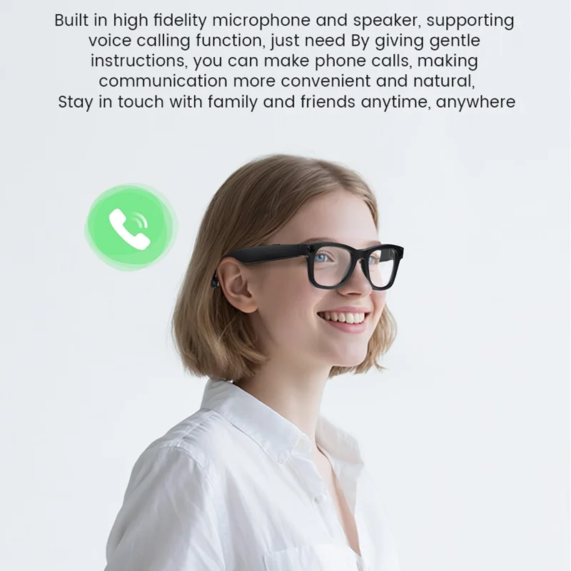Lunettes intelligentes E02 pour la photographie Appareil photo 8 MP Stabilisation d'image Reconnaissance d'image IA Traduction IA avec double objectif - E02S / 131 mm