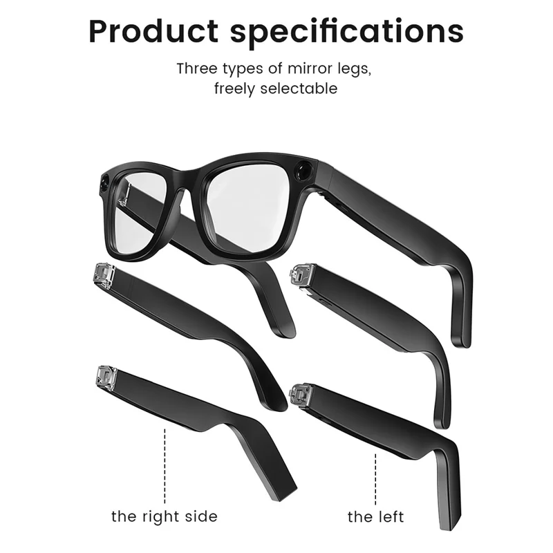 Lunettes intelligentes E02 pour la photographie Appareil photo 8 MP Stabilisation d'image Reconnaissance d'image IA Traduction IA avec double objectif - E02S / 131 mm