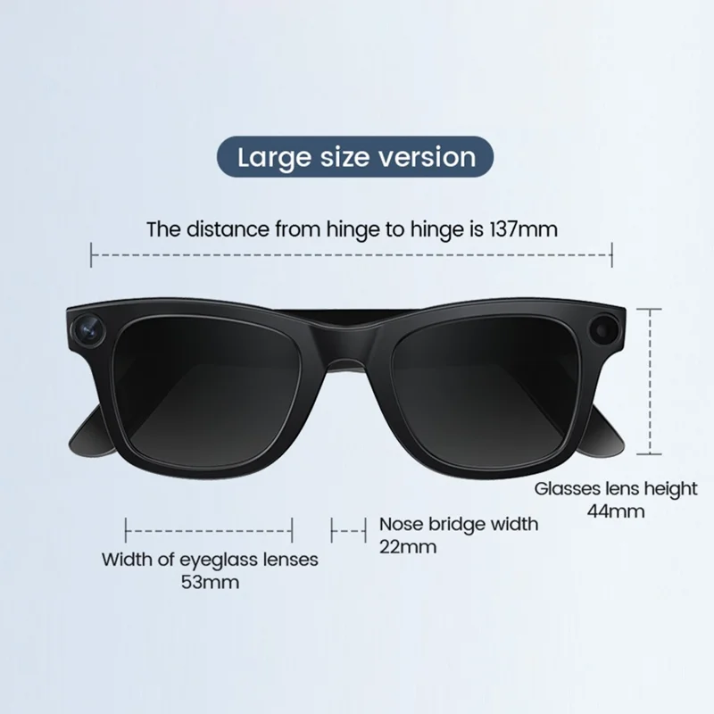 Lunettes intelligentes E02 pour la photographie Appareil photo 8 MP Stabilisation d'image Reconnaissance d'image IA Traduction IA avec double objectif - E02S / 131 mm