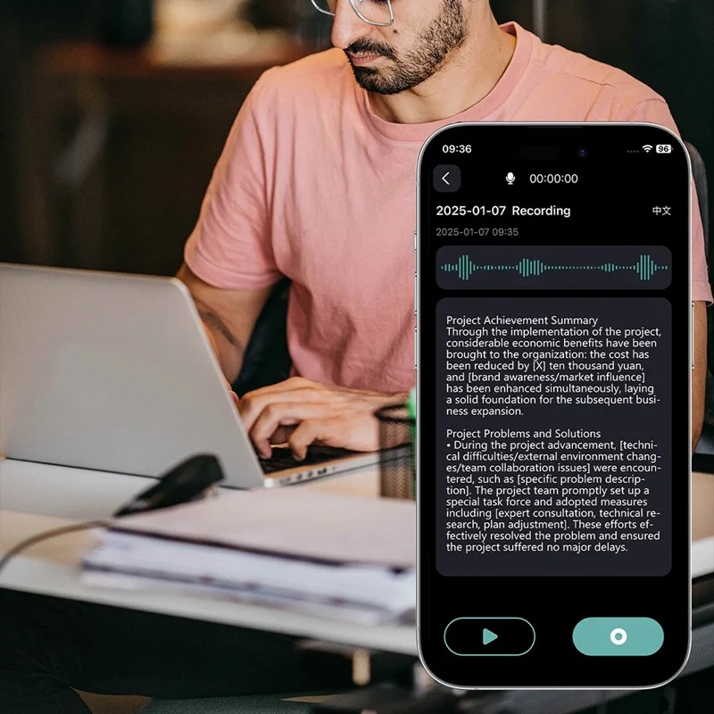 W100D AI BT Audio Smart Glasses Real-Time Translation / Voice Assistant / Music Playback - Anti Blue-Ray