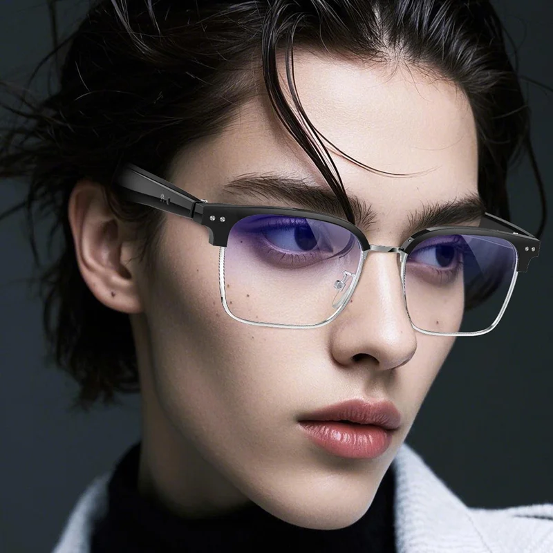 W100D AI BT Audio Smart Glasses Real-Time Translation / Voice Assistant / Music Playback - Anti Blue-Ray