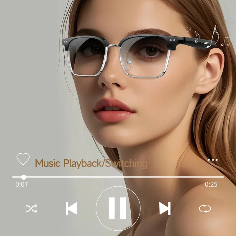W100D AI BT Audio Smart Glasses Real-Time Translation  /  Voice Assistant  /  Music Playback - Discoloring