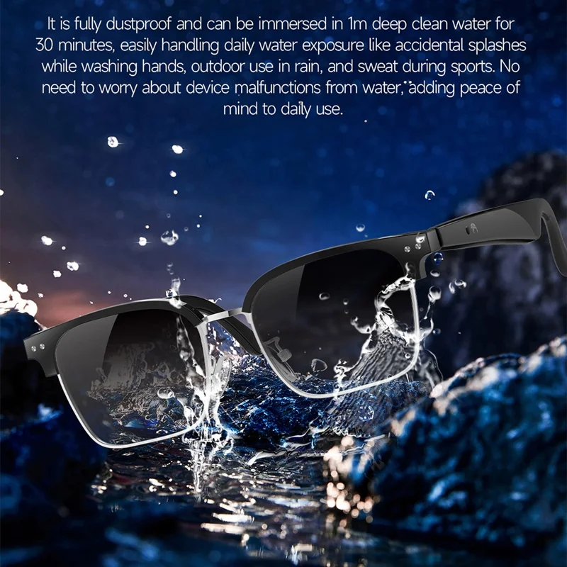 W100D AI BT Audio Smart Glasses Real-Time Translation  /  Voice Assistant  /  Music Playback - Discoloring
