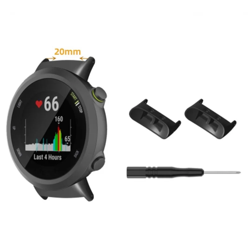 1 Pair Metal Watch Band Connectors with Screwdriver For Garmin Forerunner 45  /  45S  /  Swim 2, 20mm Inner Diameter
