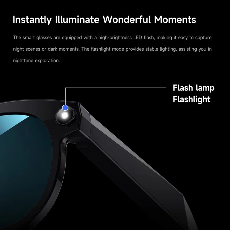 M88 AI Smart Glasses 2MP Camera HD Video Opname Bluetooth-compatibele Bril Ingebouwde LED-zaklamp - Wit+Rode Gecoate Lens