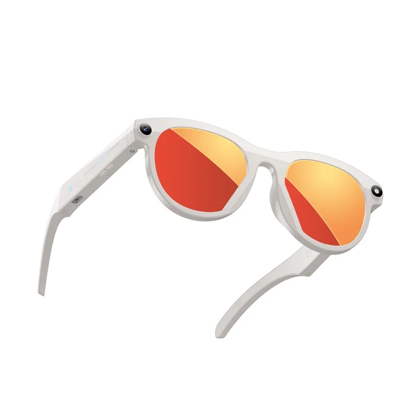 M88 AI Smart Glasses 2MP Camera HD Video Opname Bluetooth-compatibele Bril Ingebouwde LED-zaklamp - Wit+Rode Gecoate Lens