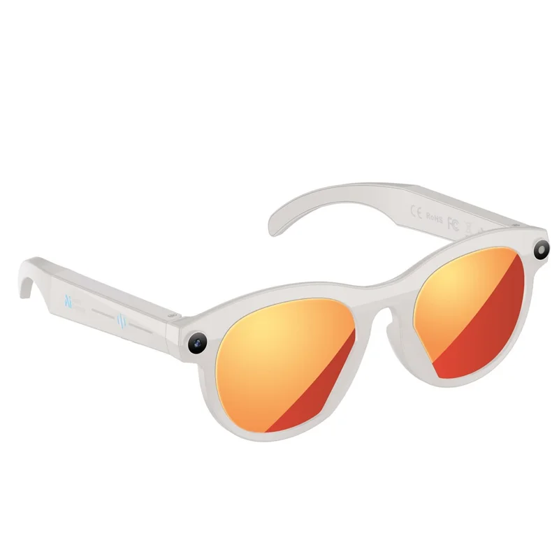 M88 AI Smart Glasses 2MP Camera HD Video Opname Bluetooth-compatibele Bril Ingebouwde LED-zaklamp - Wit+Rode Gecoate Lens