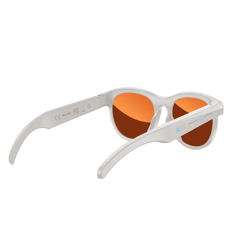 M88 AI Smart Glasses 2MP Camera HD Video Opname Bluetooth-compatibele Bril Ingebouwde LED-zaklamp - Wit+Rode Gecoate Lens