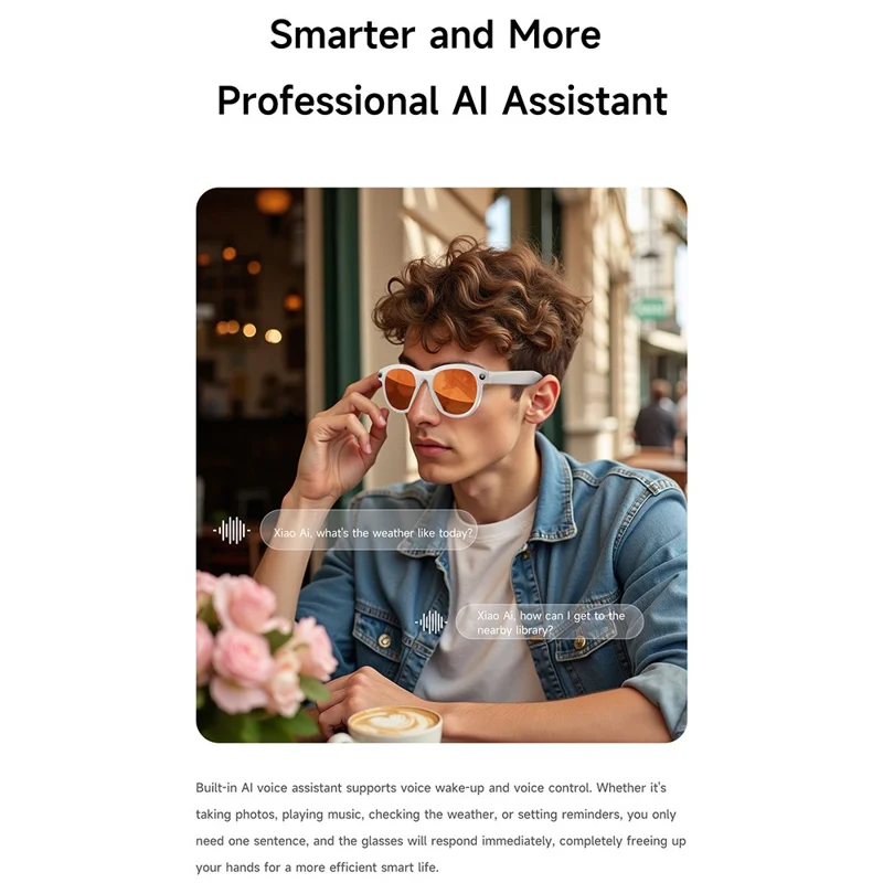 M88 AI Smart Glasses 2MP Camera HD Video Opname Bluetooth-compatibele Bril Ingebouwde LED-zaklamp - Wit+Rode Gecoate Lens