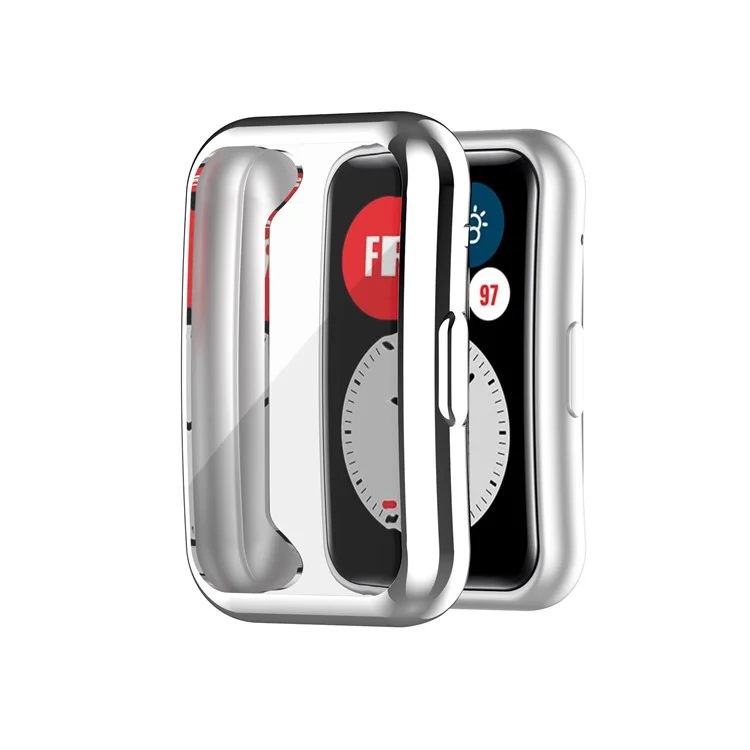 Case de Protección de TPU Electroplacado Para Huawei Watch Fit Tia-b09 - Plata