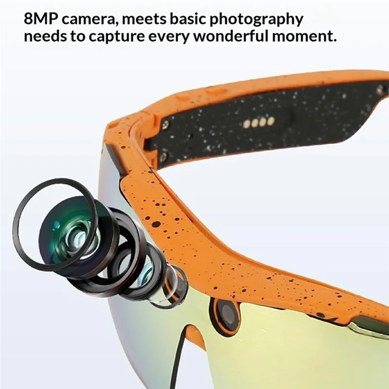 V30 AI Smart Cycling Glasses 8MP Dual Channel Stereo Music Glasses Voice Call Real-Time Translation - Orange
