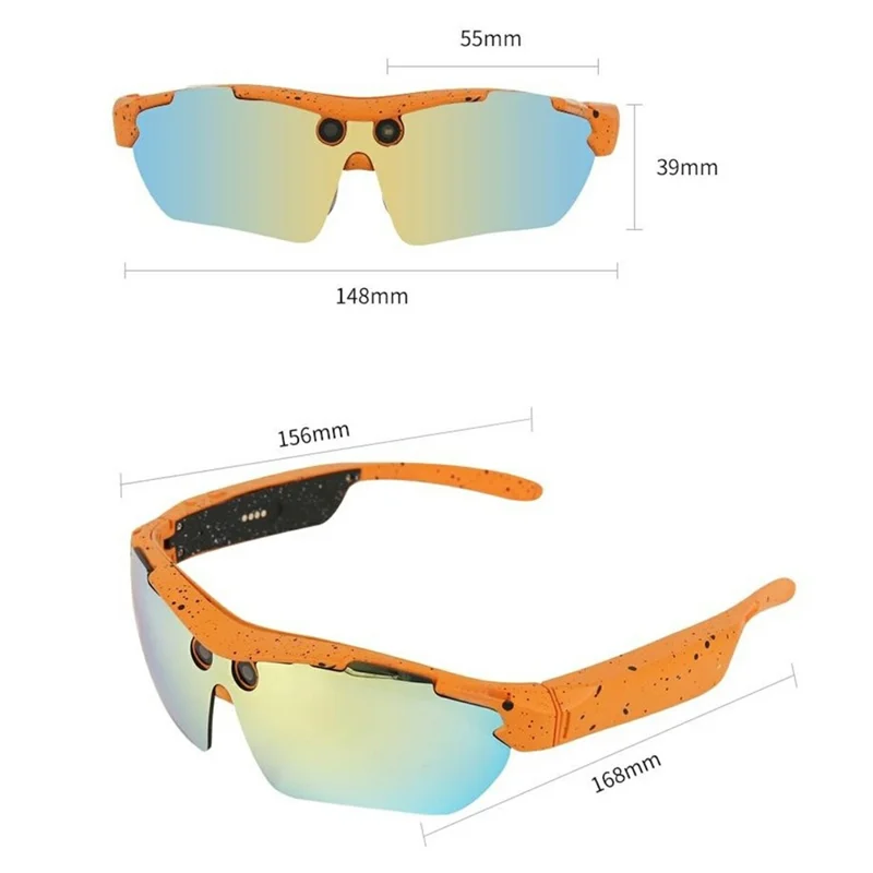 V30 AI Smart Cycling Glasses 8MP Dual Channel Stereo Music Glasses Voice Call Real-Time Translation - Orange