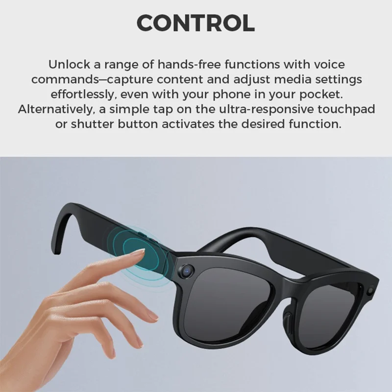 M01S Real Time Translation AI Smart Glasses Voice Call Music Playback Multi-function Eyeglasses - Black