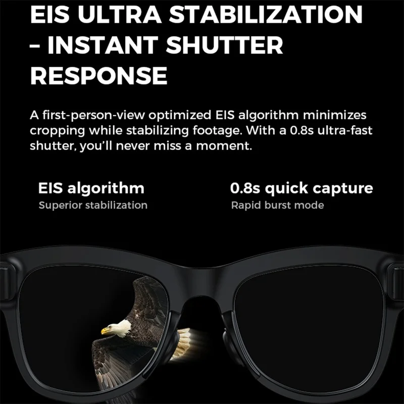 M01S Real Time Translation AI Smart Glasses Voice Call Music Playback Multi-function Eyeglasses - Black