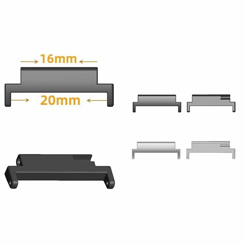 1Pair Watch Band Connector for Tiffany  /  Casio Kids Watch 16mm Convert to 20mm Wrist Strap Metal Adapter - Black