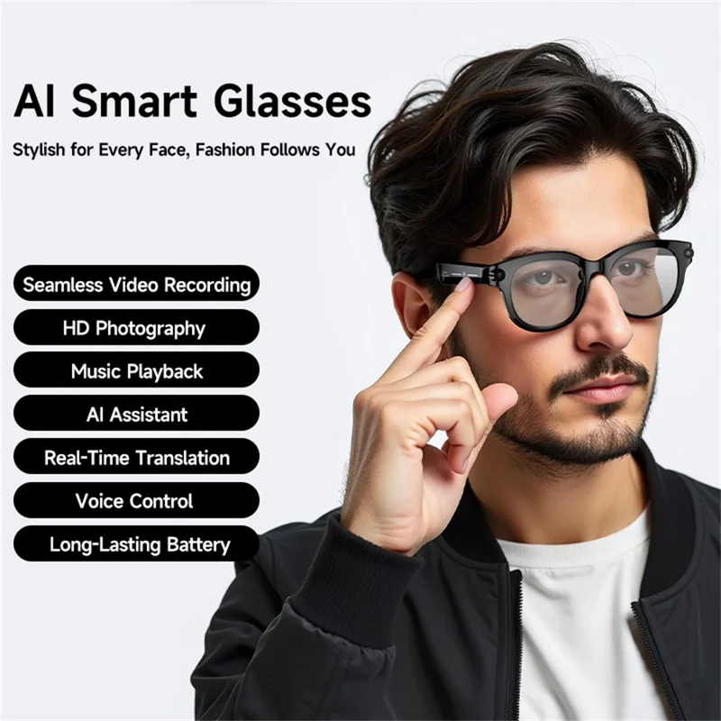 M89 Real Time Translation AI Smart Glasses 2MP HD Camera Bluetooth-compatible Calling Music Eyeglasses