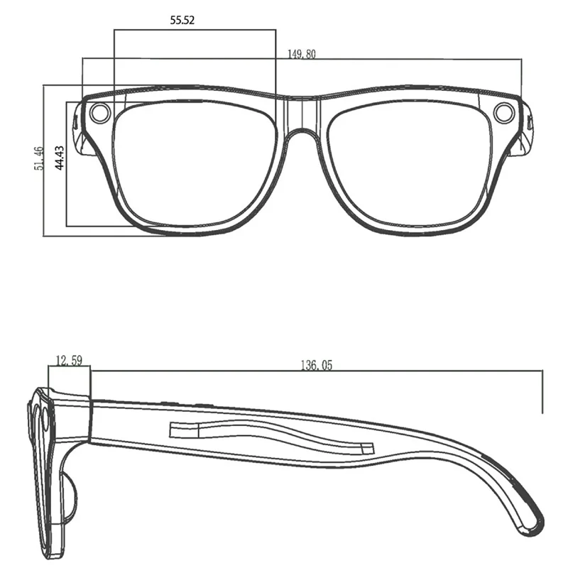 XK ONE MAC AI Smart Glasses 8MP HD Camera with Voice Assistant for Outdoor - Black