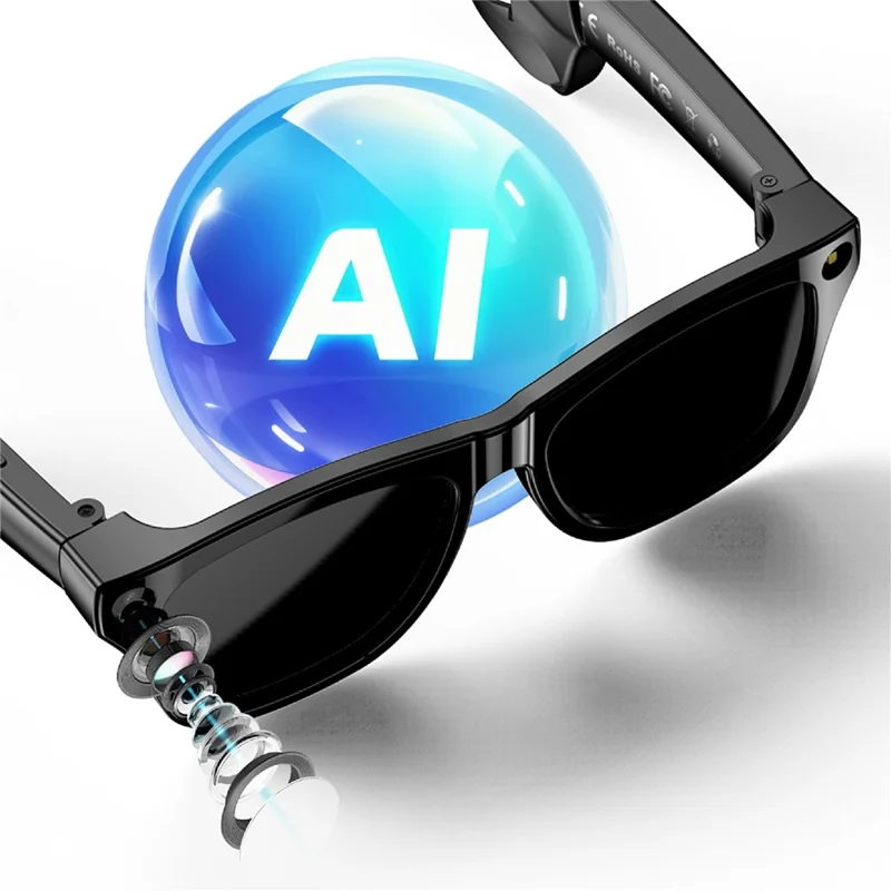 XK ONE MAC AI Smart Glasses 8MP HD Camera with Voice Assistant for Outdoor - Black