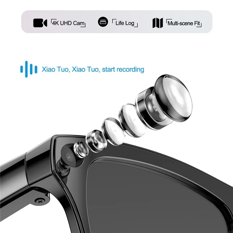 XK ONE MAC AI Smart Glasses 8MP HD Camera with Voice Assistant for Outdoor - Pink