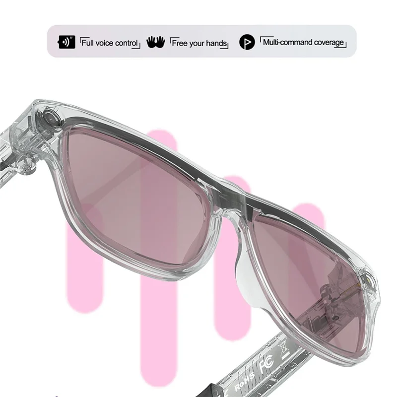 XK ONE MAC AI Smart Glasses 8MP HD Camera with Voice Assistant for Outdoor - Pink