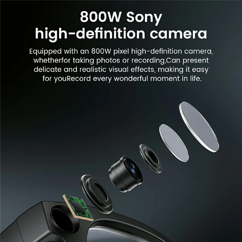 E02C AI Smart Glasses 8MP Camera with Anti Shake Photo Taking Object Recognition AI Translation - Black