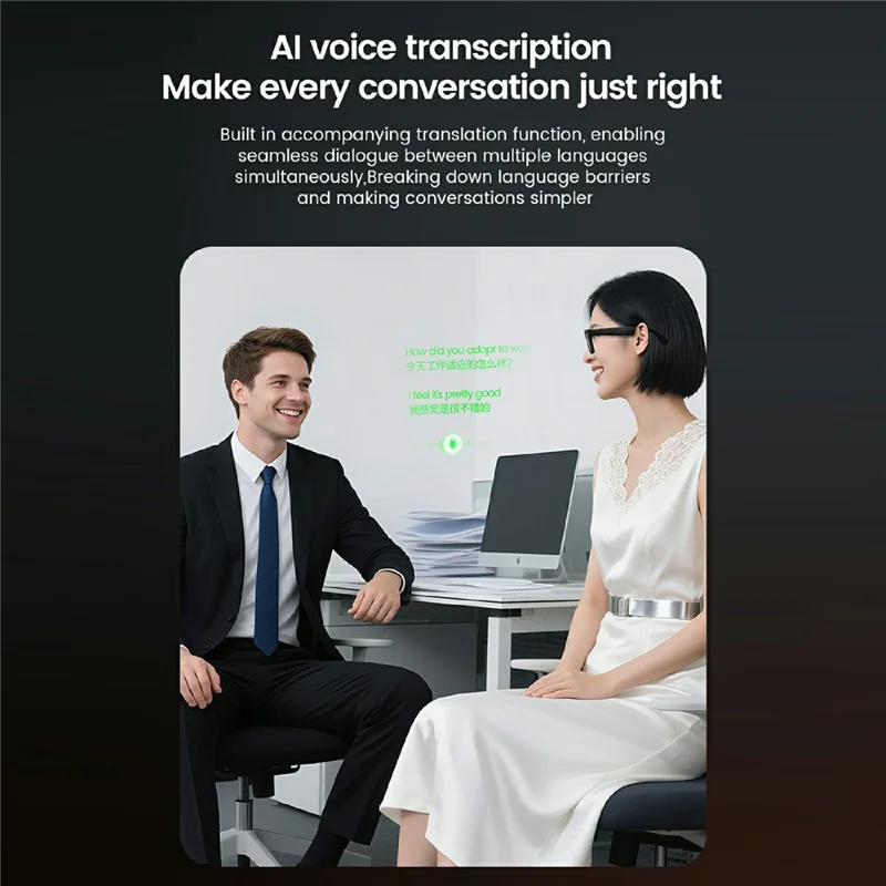 E02C AI Smart Glasses 8MP Camera with Anti Shake Photo Taking Object Recognition AI Translation - Black