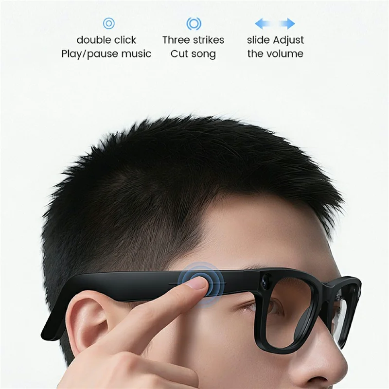 Lunettes intelligentes E03C avec caméra HD 8 MP, traduction IA et interprétation en temps réel, enregistrement photo et vidéo - Transparent