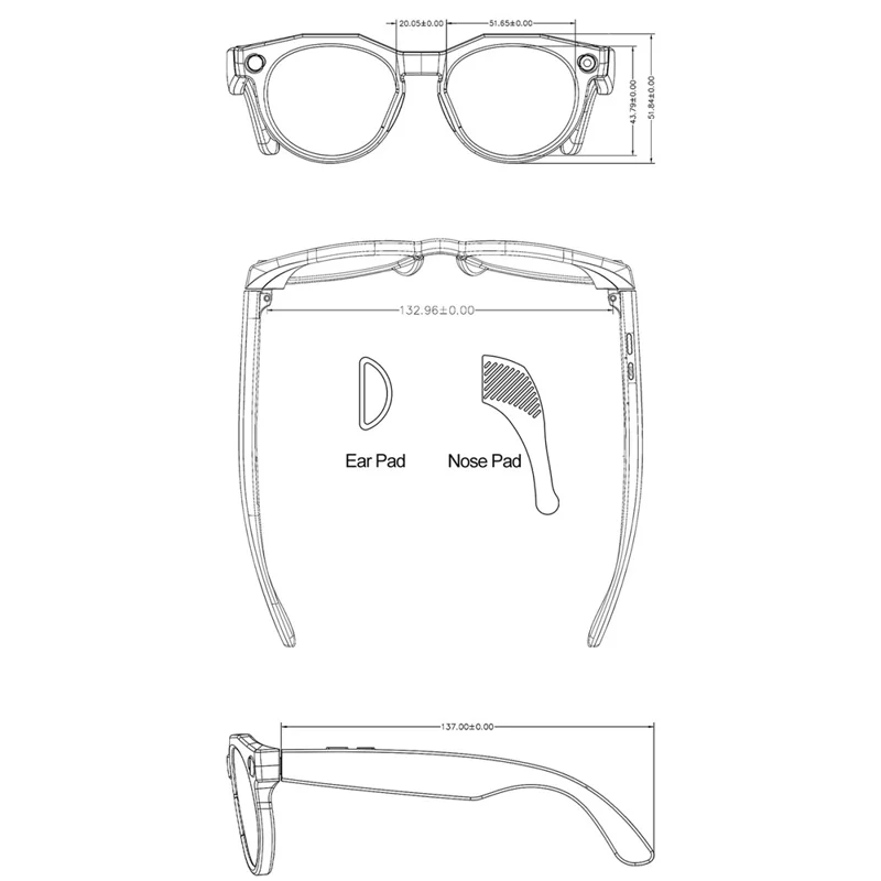 W611 Smart Glasses 8MP Camera AI Translation Glasses with WiFi  /  Touch Control  /  Dual Mic Noise Reduction - Discoloring