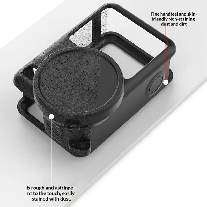 For DJI Osmo Action 6 Silicone Case Lens Cap Protective Cover Anti Drop Camera Accessory - Black