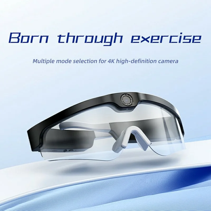 XV15 Smart Glasses AI Translation 4K HD Camera Recording Outdoor Cycling Bluetooth-Compatible Glasses - Black