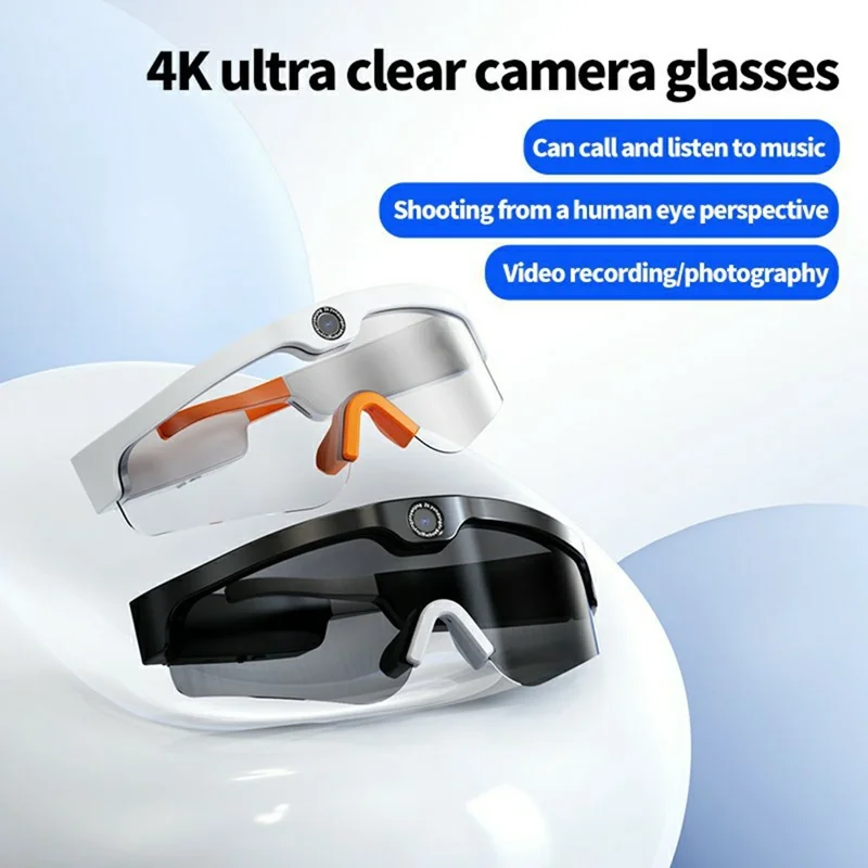 XV15 Smart Glasses AI Translation 4K HD Camera Recording Outdoor Cycling Bluetooth-Compatible Glasses - Black