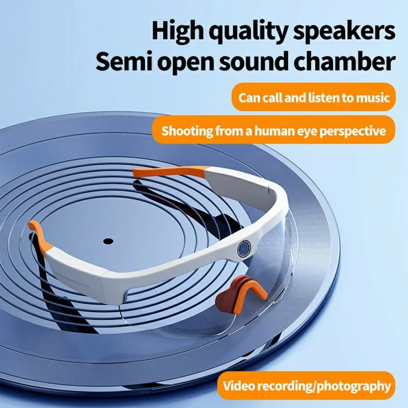 XV15 Smart Glasses AI Translation 4K HD Camera Recording Outdoor Cycling Bluetooth-Compatible Glasses - Black